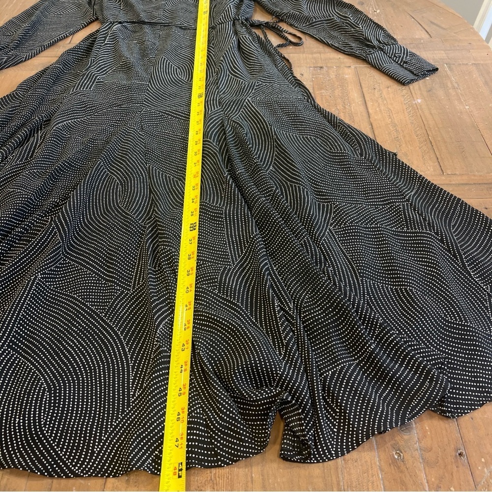 Madewell Tie Waist Midi Dress Black Dot Small Fit Flare Button Front Academia - Picture 6 of 10